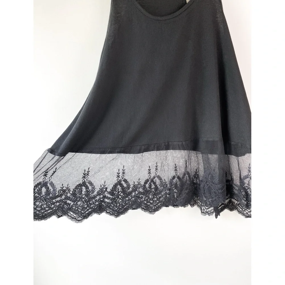 Umgee‎ Womens Lace Trim Tank Top S Black Crochet Festival Bohemian Casual
